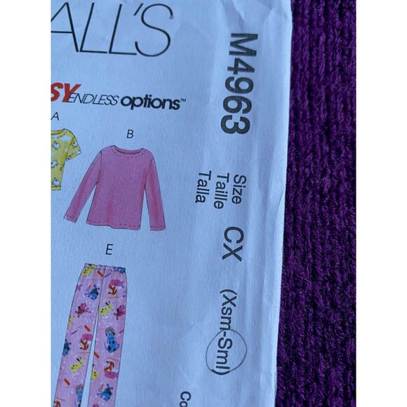 Simplicity sewing pattern  4963 Kids nightshirt pajamas top pants - Picture 2 of 5